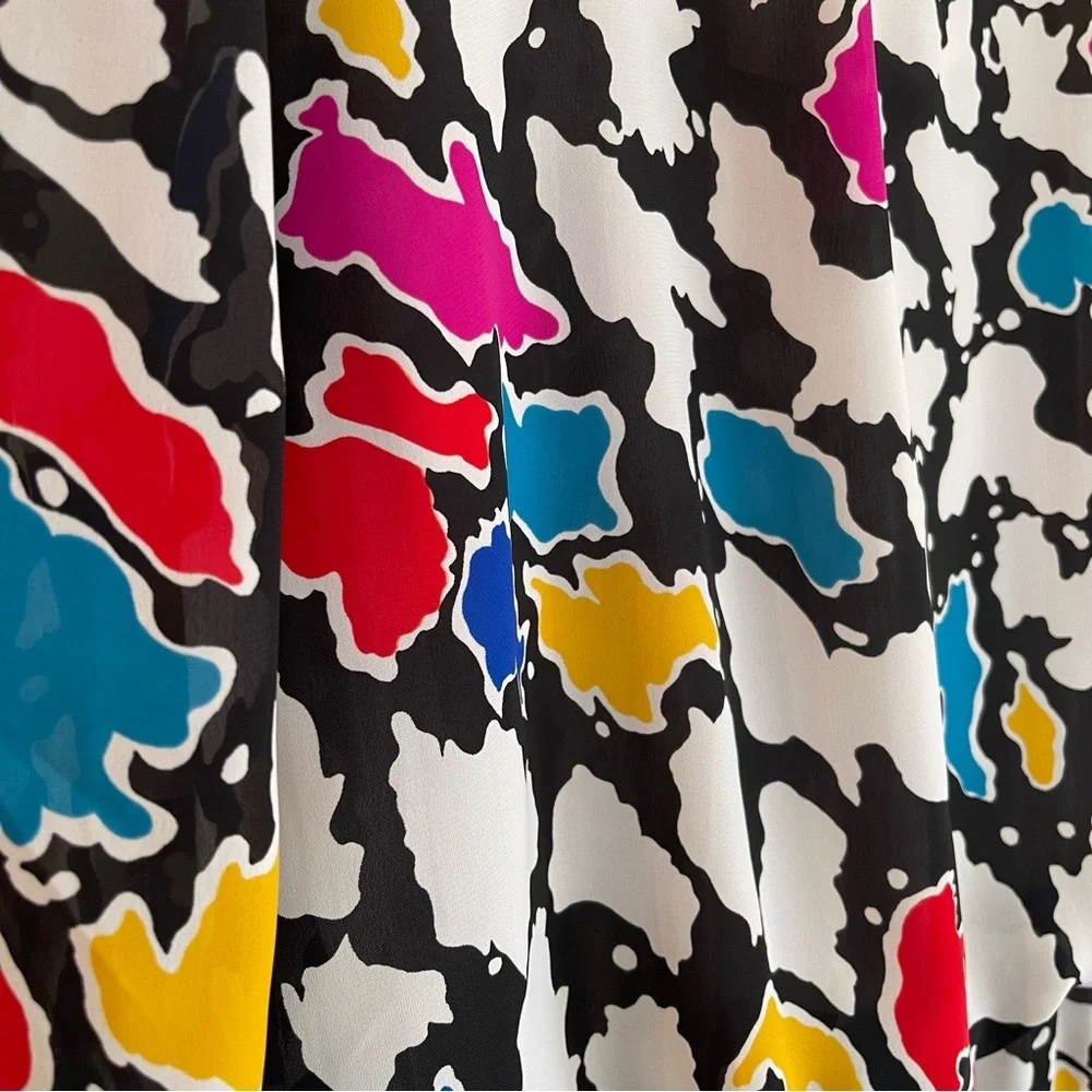 Vintage 1980s J.B. Too Blouson Abstract Print Midi Dress Multicolor Size… - Picture 14 of 15